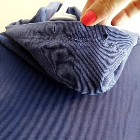 FP Free People Movement Ribbed Cowl Neck Long Sleeve Ruched Arm Periwinkle XS - Picture 10 of 16